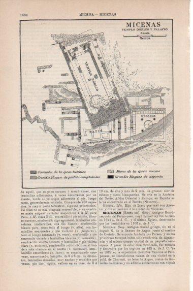 LAMINA V43945: Plano de Micenas templo dorico y palacio
