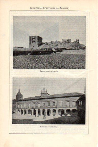 LAMINA V43966: Castillo y Ayuntamiento de Benavente, Zamora