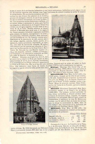 LAMINA V43965: Templo Dorado y Templo de Ramnagar en Benares