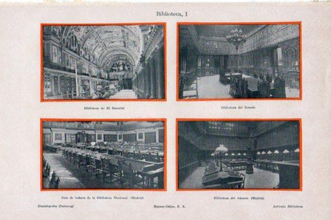 LAMINA V44055: Biblioteca del Escorial, Nacional de Madrid y Ateneo