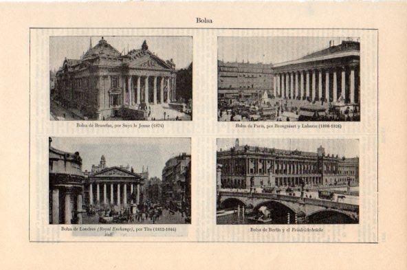 LAMINA V44150: Bolsa de Bruselas, Paris, Londres y Berlin