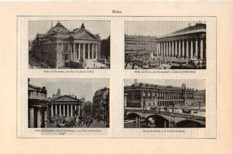 LAMINA V44150: Bolsa de Bruselas, Paris, Londres y Berlin