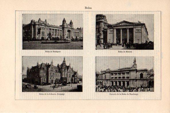 LAMINA V44151: Bolsa de Budapest, Moscu, Leipzig y Hamburgo