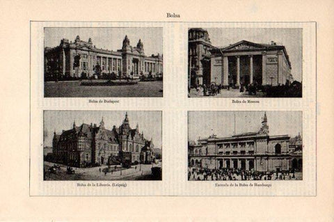 LAMINA V44151: Bolsa de Budapest, Moscu, Leipzig y Hamburgo