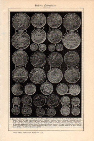 LAMINA V44140: Monedas de Bolivia