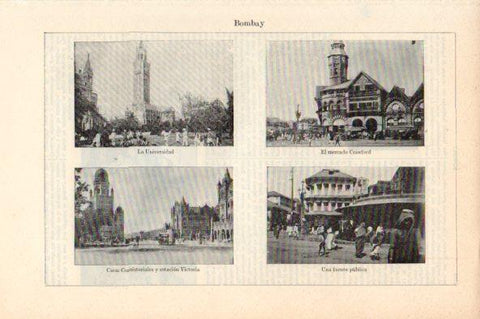 LAMINA V44163: Vistas varias de Bombay, India