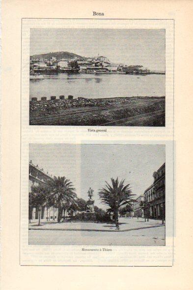 LAMINA V44166: Vista y Monumento a Thiers en Bona, Argelia