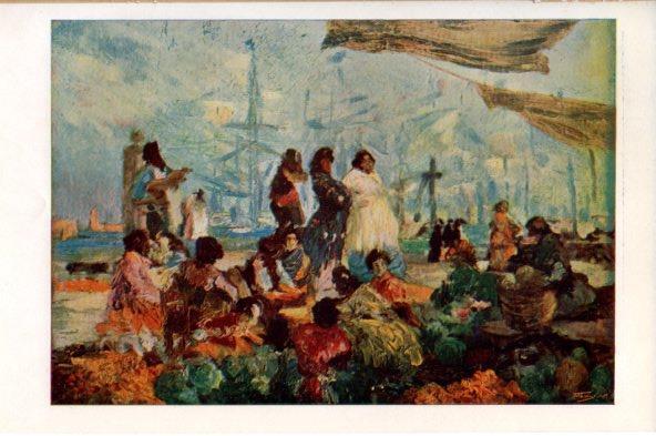 LAMINA V44169: Puerto del Mediterraneo boceto por Ricardo Planells