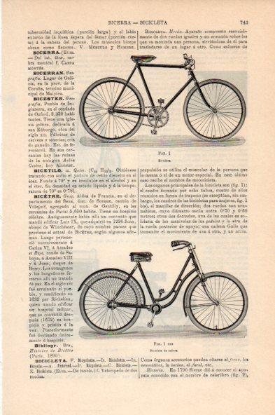 LAMINA V44057: Bicicleta y bicicleta de señora