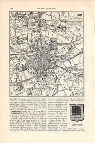 LAMINA V44125: Plano y escudo de Bochum, Alemania