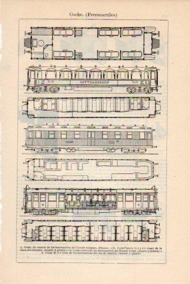 LAMINA V43707: Ferrocarriles vagones