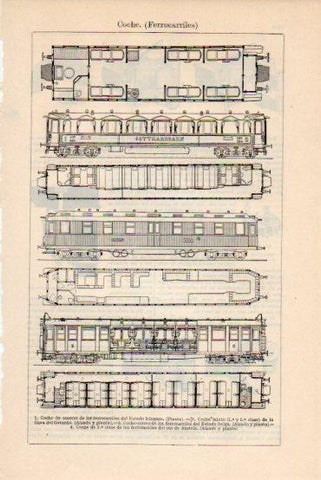 LAMINA V43707: Ferrocarriles vagones