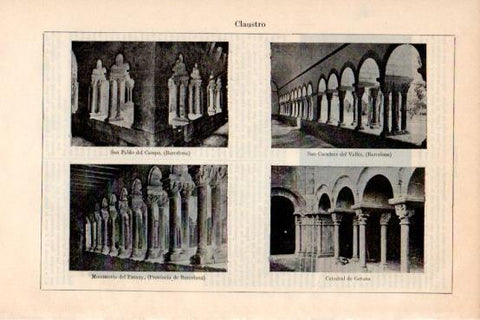 LAMINA V43652: Claustro de San Cucufate del Valles, Monasterio del Estany y Catedral de Gerona