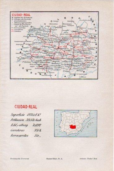 LAMINA V43625: Mapa de la provincia de Ciudad Real 
