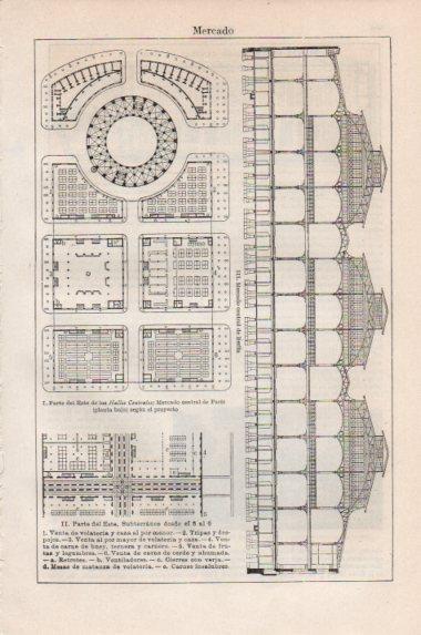 LAMINA V43858: Planta de las Halles Centrales, Mercado central de Paris