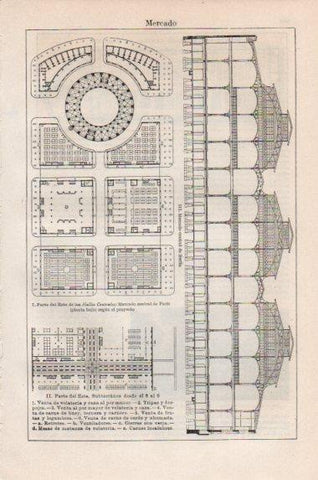 LAMINA V43858: Planta de las Halles Centrales, Mercado central de Paris