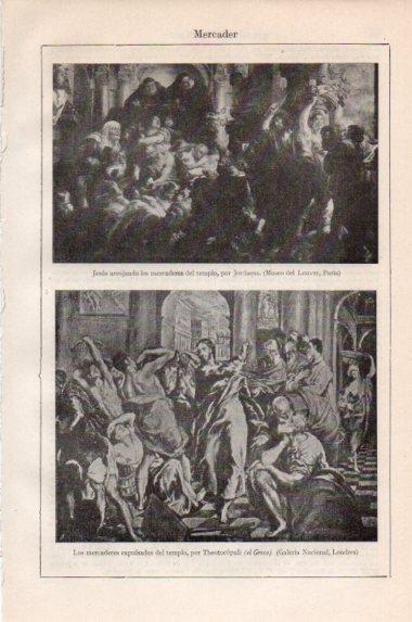 LAMINA V43856: Los mercaderes expulsados del templo por el Greco