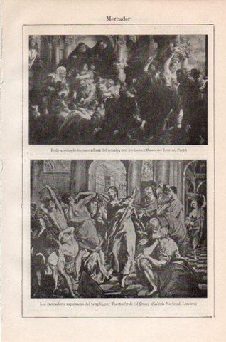 LAMINA V43856: Los mercaderes expulsados del templo por el Greco