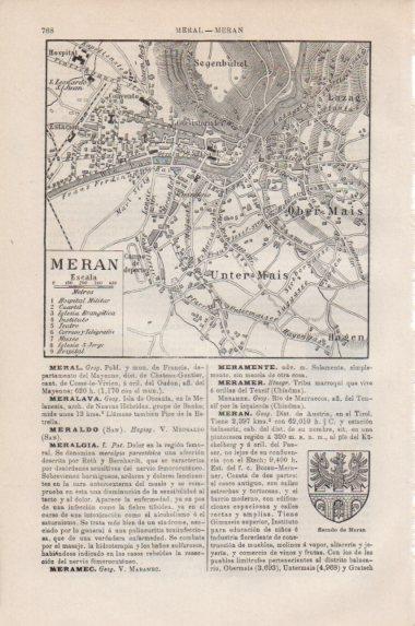 LAMINA V43851: Mapa de Meran, Austria