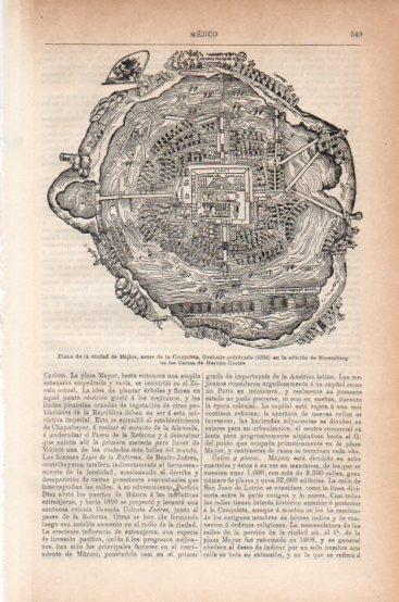 LAMINA V43787: Mapa de la ciudad de Mejico 1524 edicion de Nuremberg