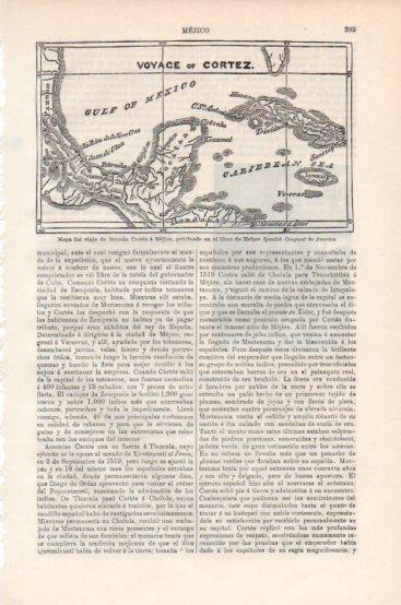 LAMINA V43784: Mapa del viaje de Hernan Cortes a Mejico