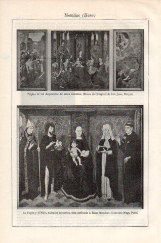 LAMINA V43820: La Virgen y el Niño rodeada por Santos por H. Memling o Memlic