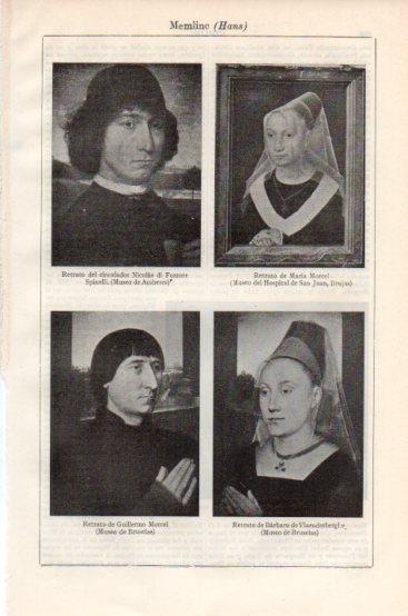 LAMINA V43819: Retratos por Hans Memling o Memlinc