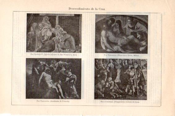 LAMINA V44871: Descendimiento de la Cruz por Tintoretto, Lorenzetti y Sodoma