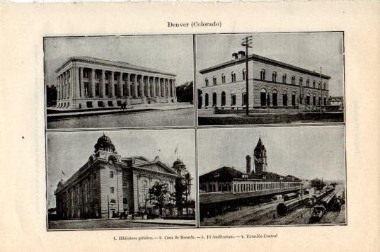 LAMINA V44852: Biblioteca, Casa de la Moneda y Estacion en Denver