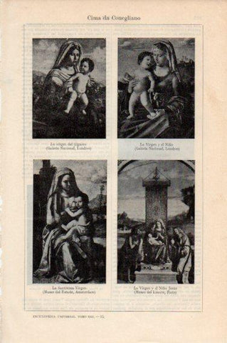 LAMINA V45003: La Virgen y el Niños obras por Cima de Conegliano