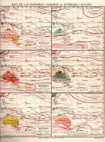LAMINA V45058: Mapa Isotermas e isobaras de Australia y Oceania