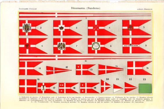 LAMINA V44949: Banderas de Dinamarca