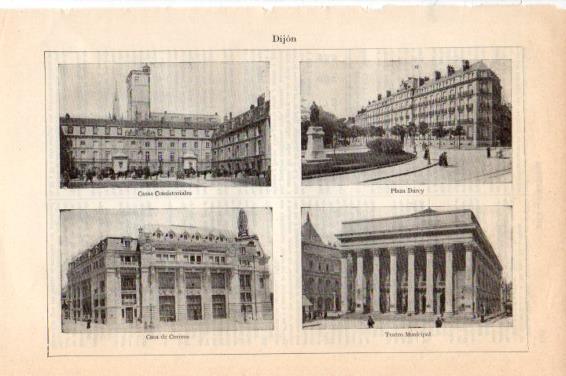 LAMINA V44943: Ayuntamiento, Plaza Darcy, Casa de Correos y Teatro en Dijon