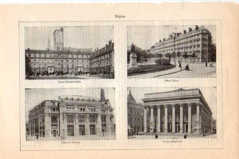 LAMINA V44943: Ayuntamiento, Plaza Darcy, Casa de Correos y Teatro en Dijon