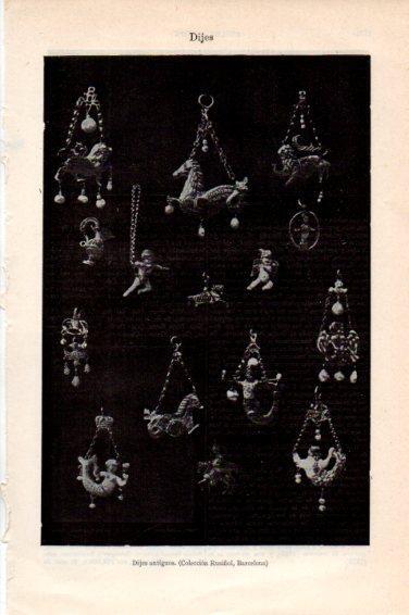 LAMINA V44939: Dijes antiguos, colección Rusiñol