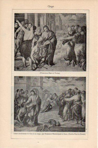 LAMINA V44988: Cristo devolviendo la vista a un ciego por el Greco