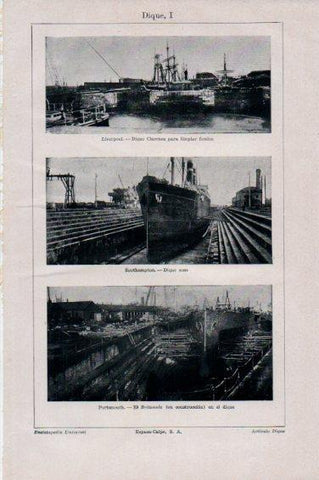 LAMINA V44976: Dique de Liverpool, Southampton y Portsmouth