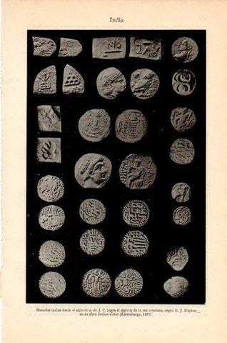 LAMINA V44628: Monedas de India desde IV a. de J hasta siglo II