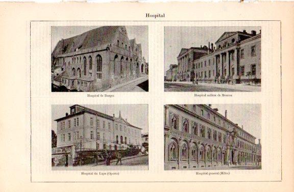 LAMINA V44531: Hospitales en Burgos, Moscu, Lapa y Milan