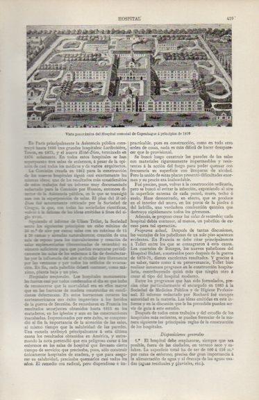 LAMINA V44513: Panoramica Hospital comunal de Copenhage en 1870