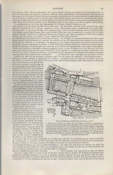 LAMINA V44512: Planta del Hospital Hotel Dieu, Paris en 1772