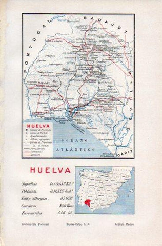 LAMINA V44540: Mapa de la provincia de Huelva