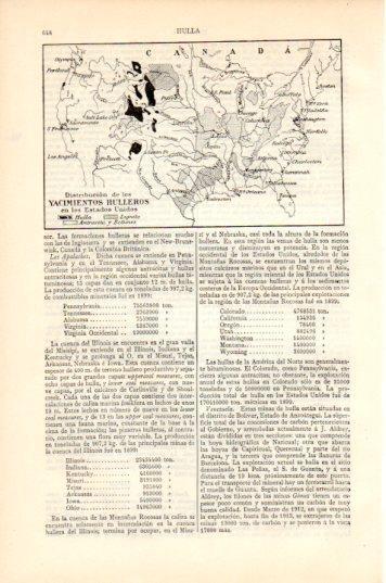 LAMINA V44565: Mapa Yacimientos de Hulla en Estados Unidos