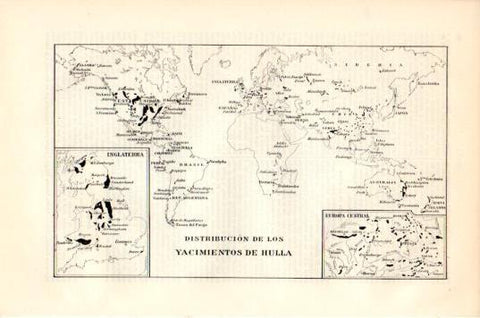 LAMINA V44564: Mapa del mundo distribucion Yacimientos de Hulla