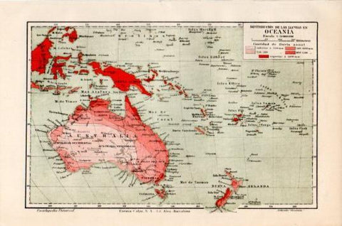 LAMINA V44753: Mapa distribucion de las lluvias en Oceania