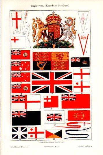 LAMINA V44665: Escudo y bandera de Inglaterra