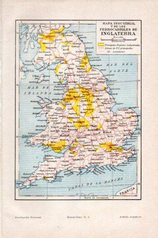 LAMINA V44663: Mapa Industrial y de Ferrocarriles de Inglaterra