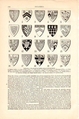 LAMINA V44662: Escudos de los Colegios universitarios de Oxford