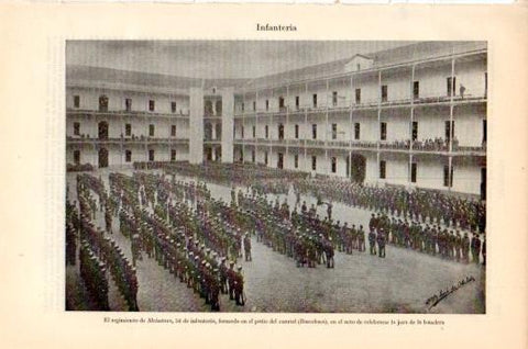 LAMINA V44648: 58 regimiento de infanteria Alcantara en Barcelona