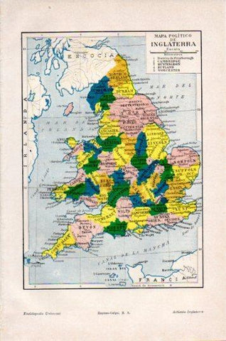 LAMINA V44659: Mapa politico de Inglaterra